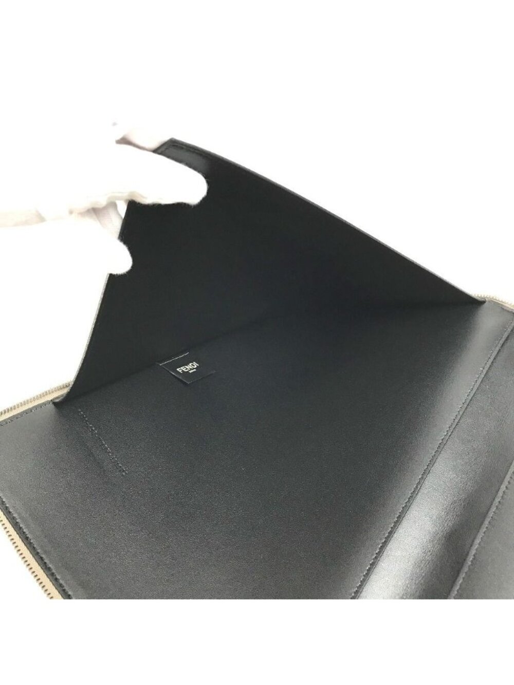 Fendi Clutch PC Case Computer Leather Gray Brown - Picture 3 of 9